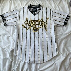 Men's White and Black Striped Shirt